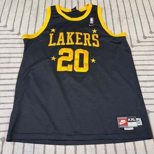 Vintage Nike Los Angeles Lakers Gary Payton #20 Black NBA Jersey Mens XXL